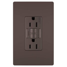 Legrand Radiant 15 Amp GFCI Self-Test Tamper Resistant Decorator Duplex Electrical Wall Power Outlet, with Matching Screwless Wall Plate, 1597TRWPDB, Dark Bronze, 1 Count
