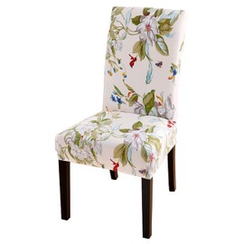 Lalluxy Stretchy Parson Chair Slipcovers for Dining Room Chair seat Covers Chair Protectors for Party Pet Protection Universal Fit Soft Polyester (Set of 6, Beige Flowers II)