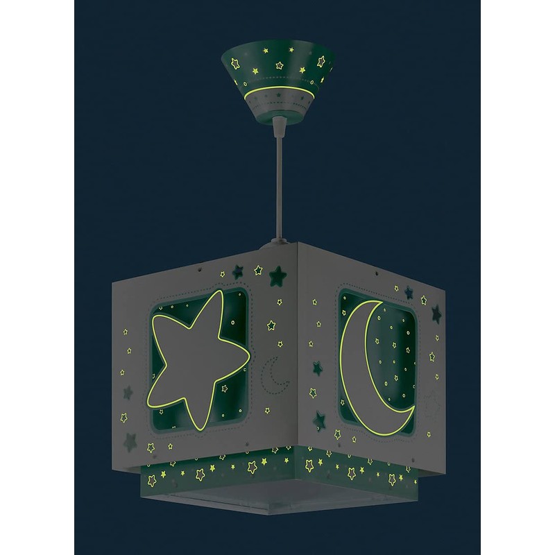 Dalber Moon Pendant with Stars Design, Green