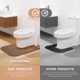 Round Commode Potty Training Mats for Boys, Toilet Training Mats, Potty Training Toilet Rugs, Toilet Rugs u Shaped,Toilet mats for Bathroom,Machine Repeatedly Washable(4 Pack,Brown)