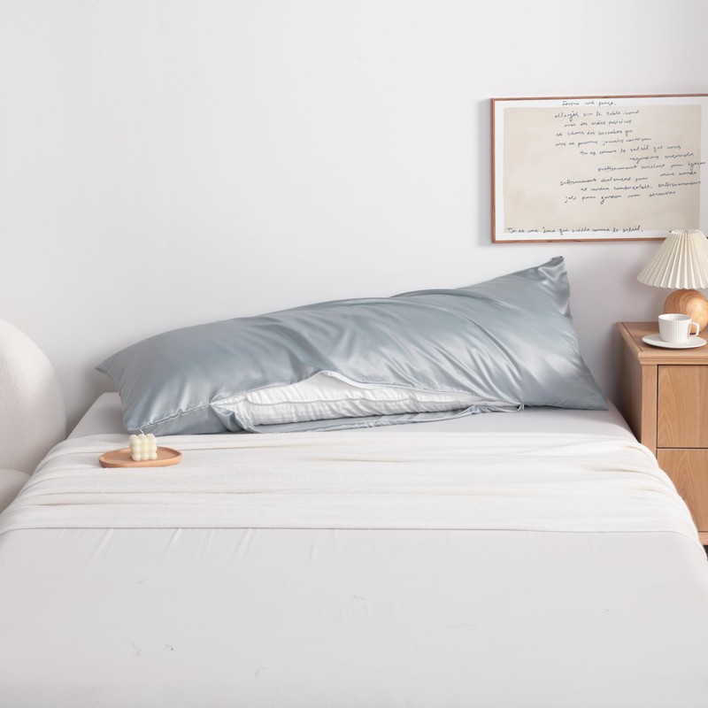 NTBAY Zippered Satin Body Pillow Pillowcase, Silky Slip Cooling Body