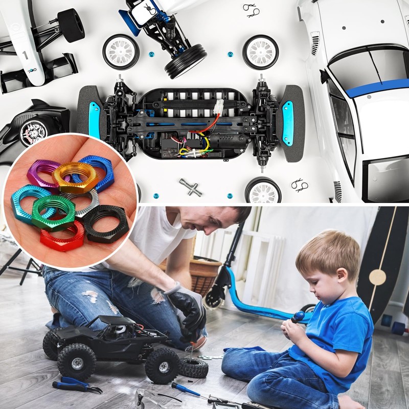 sourcing map Aluminum 17mm RC Wheel Nut Thread M12x1.0mm Hex