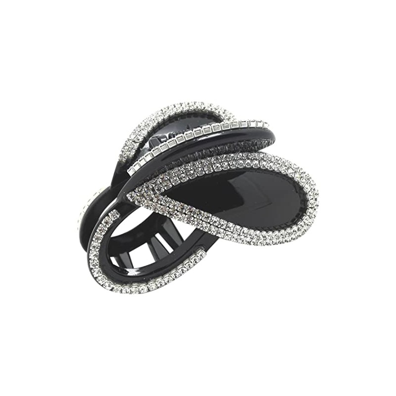 Meilliwish Diamante Farfalla Clip di capelli capelli Artiglio (D14)(Nero)