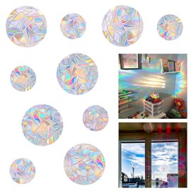 10 Prism Window Stickers, Bird Protection for Glass Panes, Prism Window Stickers, Circle, Bird Anti-Collision Window Stickers, Anti-Collision Window Stickers