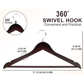 Utopia Home Premium Wooden Hangers 80 Pack - Durable & Slim Coat Hanger - Suit Hanger with 360-Degree Rotatable Hook - Wood Hangers with Shoulder Grooves (Brown Color)