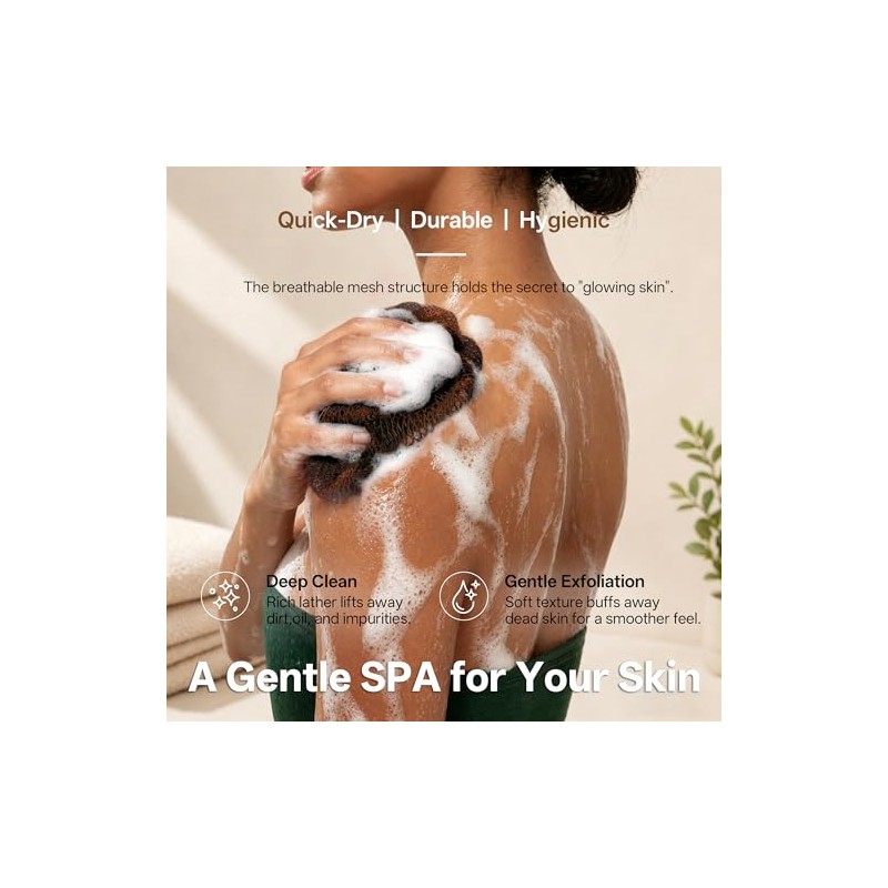 Esponja de red africana para la ducha, 2 esponjas exfoliantes