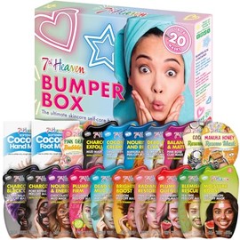 7th Heaven Bumper Box Skin Care Gift Collection, Pack of 20 Face, Hair and Body Masks, Mud, Cream and Peel-Off Variety, Deeply Moisturising, Hydrating and Fruity Pamper Set