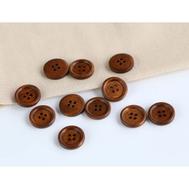 GANSSIA 100PCS 1 Inch (25mm) Brown Color Wooden Buttons DIY Crafts Button Sewing Project