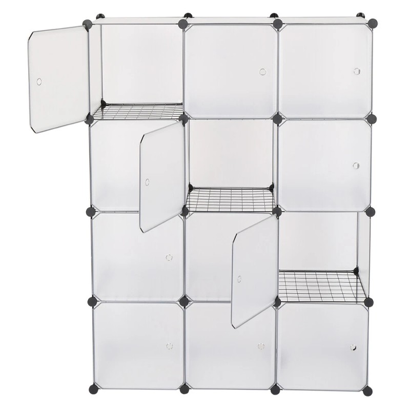 4-Tier Closet Storage Cabinet - 12-Cube, Modular & Matte ​Wardrobe