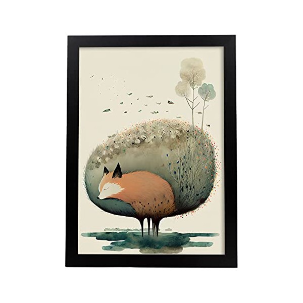 Nacnic Fox Poster Precision Style Illustrations of Cute Sleeping Animals