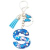 Unpafcxddyig Initials Letter Keychain Blue Tassel Butterfly Pendant for Women