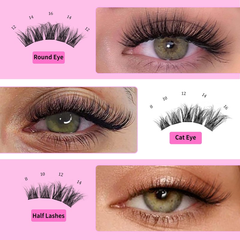 VEYESBEAUTY Lash Clusters Kit Individual Fluffy Lash Extensions Kit 3D