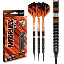 RED DRAGON Amberjack Pro 1 Juego de dardos de tungsteno Softip Premium de 18 gramos con plumas y tallos
