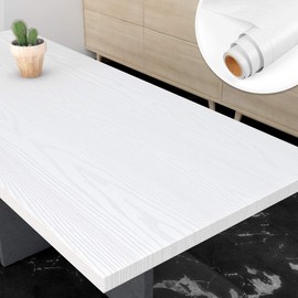 Yenhome 24"X393" White Wood Contact Paper for Countertops Wood Grain Contact Paper Peel and Stick Countertops Cover Wood White Contact Paper Self Adhesive Wood Wallpaper for Kitchen Cabinet Vinyl Wrap