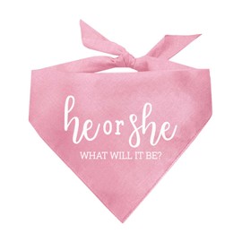 He Or She What Will It Be? Gender Reveal Dog Bandana (Baby Pink, OS 707)