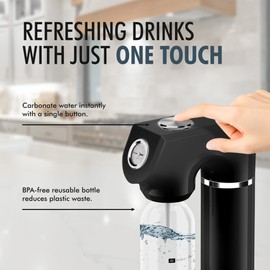 Culinary Chef Sparkling Soda Maker – Soda Machine for Carbonated Water – BPA-Free Reusable Water Bottle included – Planet-Caring Carbonated Water Maker for Home – Fits Standard CO2 Cylinders, Black