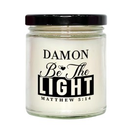 Bible Verse for Damon Candle,Christmas Gifts for Damon Be The Light Mattew 5:14 Gifts for Women Coworker Damon Name Birthday Candle Christmas Gifts, Housewarming, Soy Wax, Scented, Decor