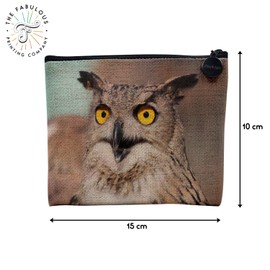 Canvas Bag - Eagle Birds Brown Bird of Prey Wild Animal Nozzle Photo Animals - Linen Look Cosmetic Bag - Toiletry Bag - Purse, Owls Grand Duc, Cosmetic bag