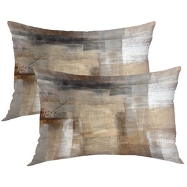 2 Pack Brown Beige Abstract Art Pillow Covers Decorative Throw Pillowcase, Gallery Modern Cushion Covers for Couch Home Bedroom Living Room Décor 12x20 Inch