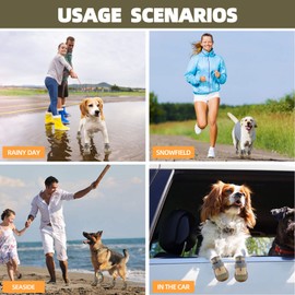 Hcpet Dog Boots Paw Protector, Anti-Slip Breathable Dog Shoes for Small Medium Large Dogs, Puppy Booties with Reflective Straps 4Pcs