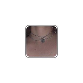Cybche Vintage Layered Butterfly Necklace Choker Silver Butterfly Pendant Necklace Butterfly Collar Necklace Chain Gothic Short Choker Necklace Jewellery for Women, Zinc, No Gemstone