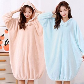 Cute Girls' Soft Hooded Ribbon Bathrobe for After Shower & Poolside Fun Golf Beige