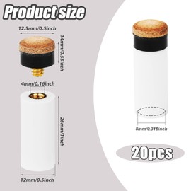 PEUTIER 20 Sets Pool Cue Tips, Screw-in Billiard Cue Tips Replacement 12mm Cue Stick Ferrules with Pool Stick Tips Brown Leather Billiard Cue Tips