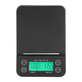 Fdit Báscula Digital Cocina de Café Electrónico de Goteo de Escala de Comida de 3KG / 0.1g LCD Digital Que Pesa con Contador de Tiempo(Verde)