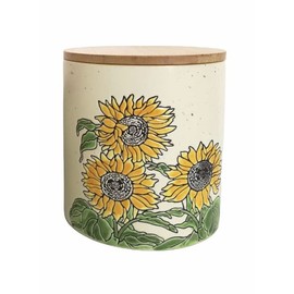 Gilded Sunflower Time Canister with Wood Lid 5"