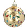 Gisela Graham Gold Leaf Multi Jewel Christmas Bauble 8cm