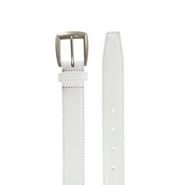 CTM® Big & Tall Cotton Adjustable Belt with Nickel Buckle, White