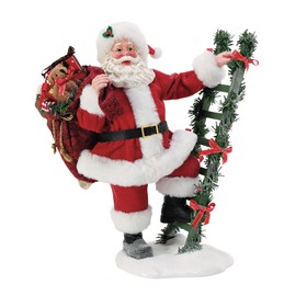 Department 56 Possible Dreams Christmas Traditions Santa Steps Up on a Ladder Figurine, 11.5 Inch, Multicolor