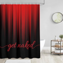 AAtter Red and Black Shower Curtain Modern Ombre Funny Adult Mens Gothic Bright Decorative Abstract Cool Unique Art Aesthetic Horror Home Bathroom Decor Bathtub Set with 12 Hooks, 60x72, Gradient