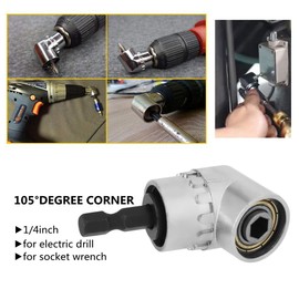 1/4 Pulgada Broca Destornillador Electrico,Taladro Destornillador Electrico 105 Grados de ángulo Hexagonal Extensión de Broca Ajustable Socket Adaptador para Taladros Eléctricos y Llaves de Tubo