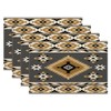 Boho Placemats Set of 4,Western Native Black Grey Brown Aztec