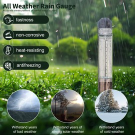 TAMIDN Outdoor Rain Gauge and Snow Professional Stratus Long Term, Easy-to-Read,Made of UV and Heat Resistant Polycarbonate Material for All Weather Conditions with Precise Mounting Bracket (1PC)