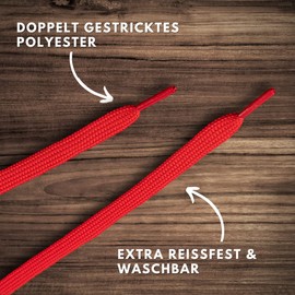 LaceHype 2 Pairs of Premium Shoelaces, Flat, Tear-Resistant, 10 mm Wide, Replacement Polyester Shoelaces for Trainers, Sports Shoes (Red, 180)