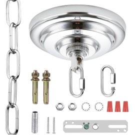 MAYOMAJO 6 Inch Light Canopy Kit with 6 Feet Hanging Chain, Heavy Duty, Replacement Cover Plate for Chandelier, Pendant Light, Swag Light, Ceiling Fan, Flower Basket or DIY Projects (Chrome)