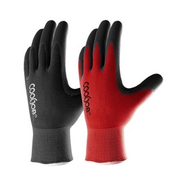 COOLJOB 2 Paar Gartenhandschuhe Herren, mit Rutschfeste Latex-Beschichtung Montage Handschuhe, Arbeitshandschuhe Herren mit optimaler Griffigkeit, schwarz & rot, Größe 8/M