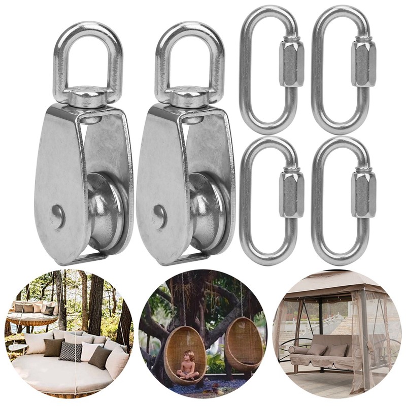 304 Stainless Steel 32mm Pulley with Lock Screw Climbing Carabiner