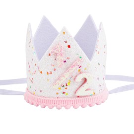 BOXOB Half Birthday Crown Hat for Girl, Colorful Dots 1/2 Birthday Crown 6 Months Celebration Party Outfit Accessory