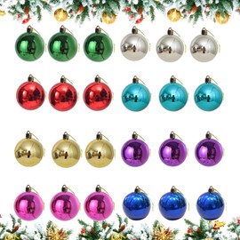 Art Studio 1.2 Inches Colorful Home Christmas Ball Ornaments Set 24 Pack Set of 8 Xmas Balls for Holiday Party Wreath Garlands Trees Festival Home Party Door Wall Decors
