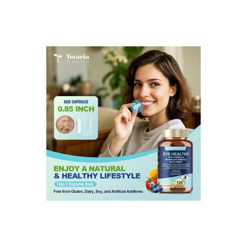 Suplemento de Luteína y Zeaxantina Totaria Vitaminas Oculares en Cápsulas,