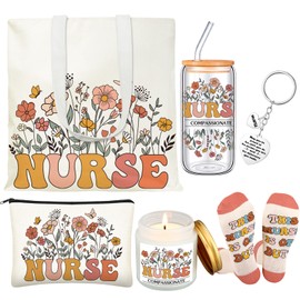 Funnymoom Nurses Week Gifts Ideas for Nurses Day, Good Nursing Graduation Gifts for Women Female, 17 oz Appreciation Glass Cup Canvas Tote Bag for Rn Practitioner Assistant