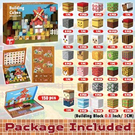 Goody King Magnetic Building Blocks Pack of 150 Magnetic Blocks with Windmill Farm Animals Figures for Role Play Farm Toy from 4 5 6 7 8 Years Easter Gifts for Children