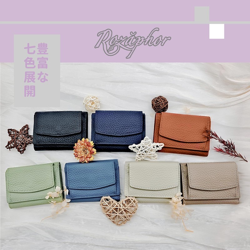 Rozohor Women's Compact Wallet, Trifold Mini Wallet, Genuine Leather, Girls,