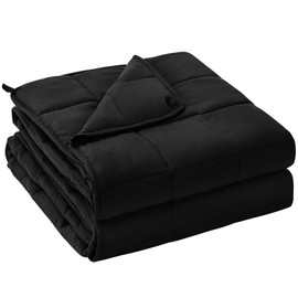 yescool Weighted Blanket for Adults (25 lbs, 60" x 80", Black) Cooling Heavy Blanket for Sleeping Perfect for 240-260 lbs, Queen Size Breathable Blanket with Premium Glass Bead, Machine Washable