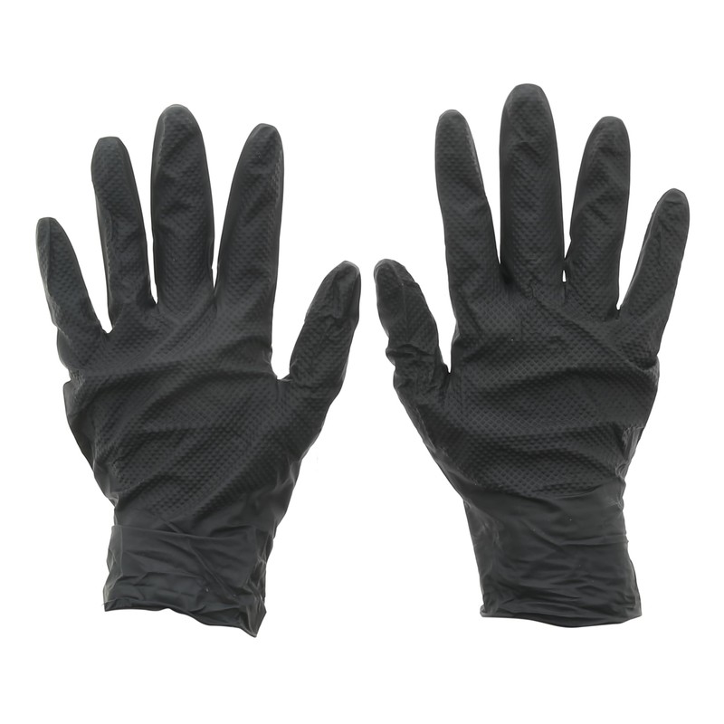 Masterpart Raised Diamond Grip Non Slip Chemical Resistant Black Nitrile