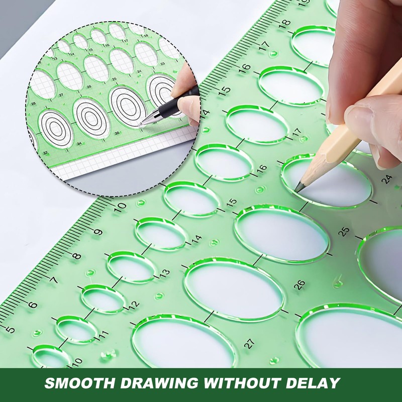Circle Template for Drawing, 4pcs Plastic Circle Stencil Template Ruler