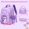 Purple Unicorn Backpack for Girls, 3 in 1 Kids Backpack